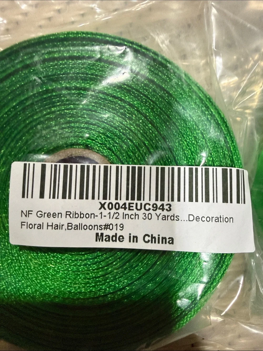 Green Decorative Ribbon Roll for Home Party Supplies 1 1/2 inch 30 yards Qty 2